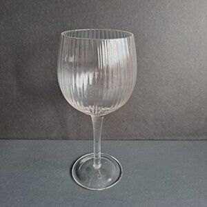 Vintage Clear Ribbed Glass Goblet 8.75" Tall Large Wine Water Stemware Elegant